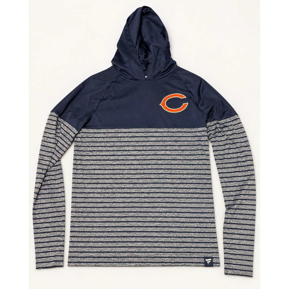 Fanatics Chicago Bears Men's Small Hoodie Navy Gray Striped NFL Football